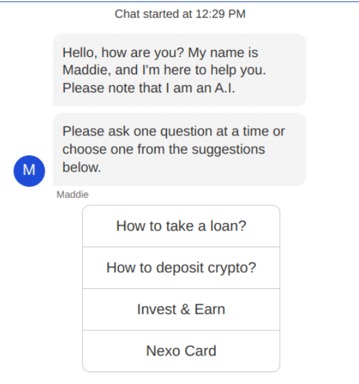 nexo help chatbot