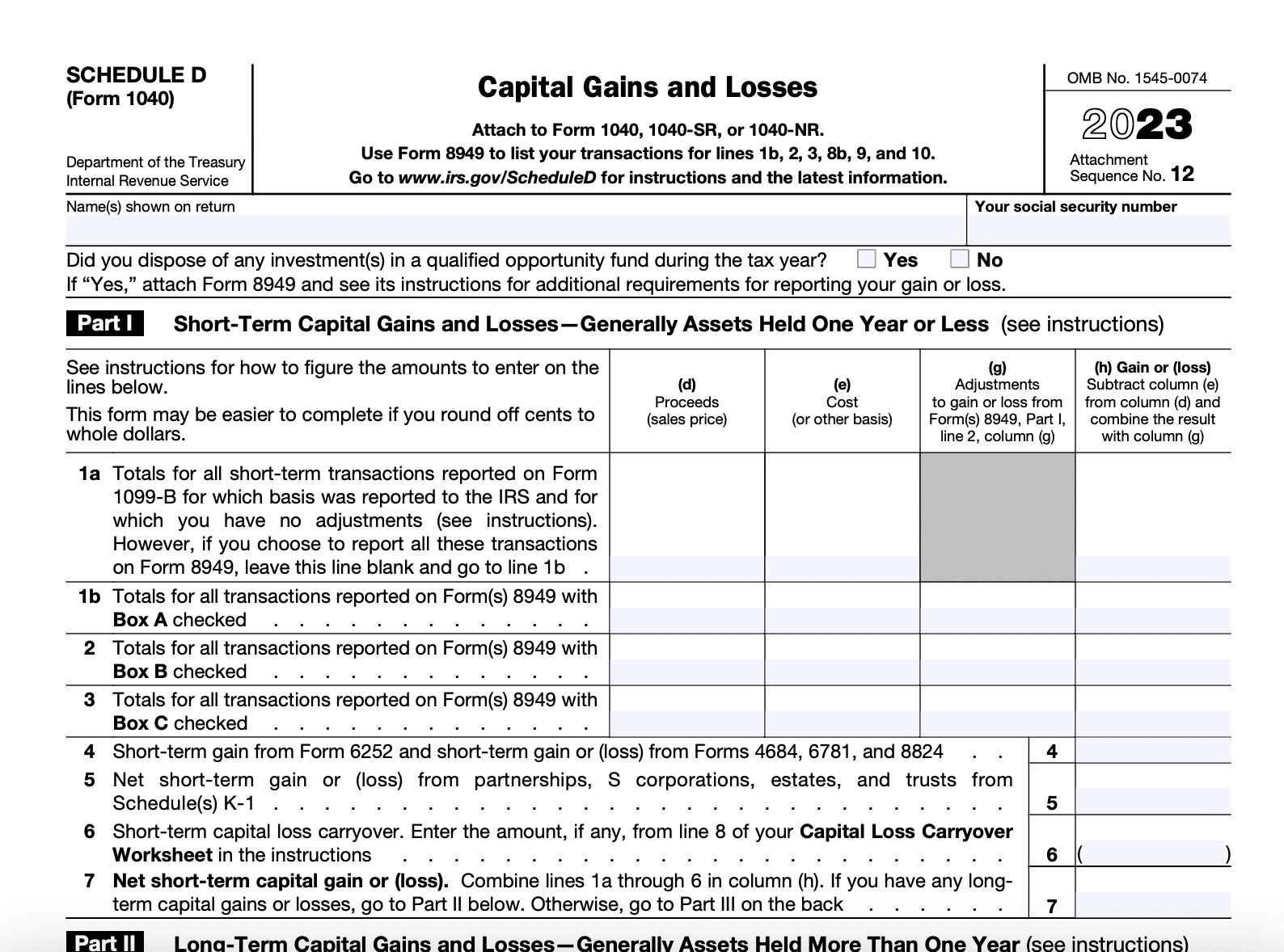 IRS Schedule D for crypto taxes 