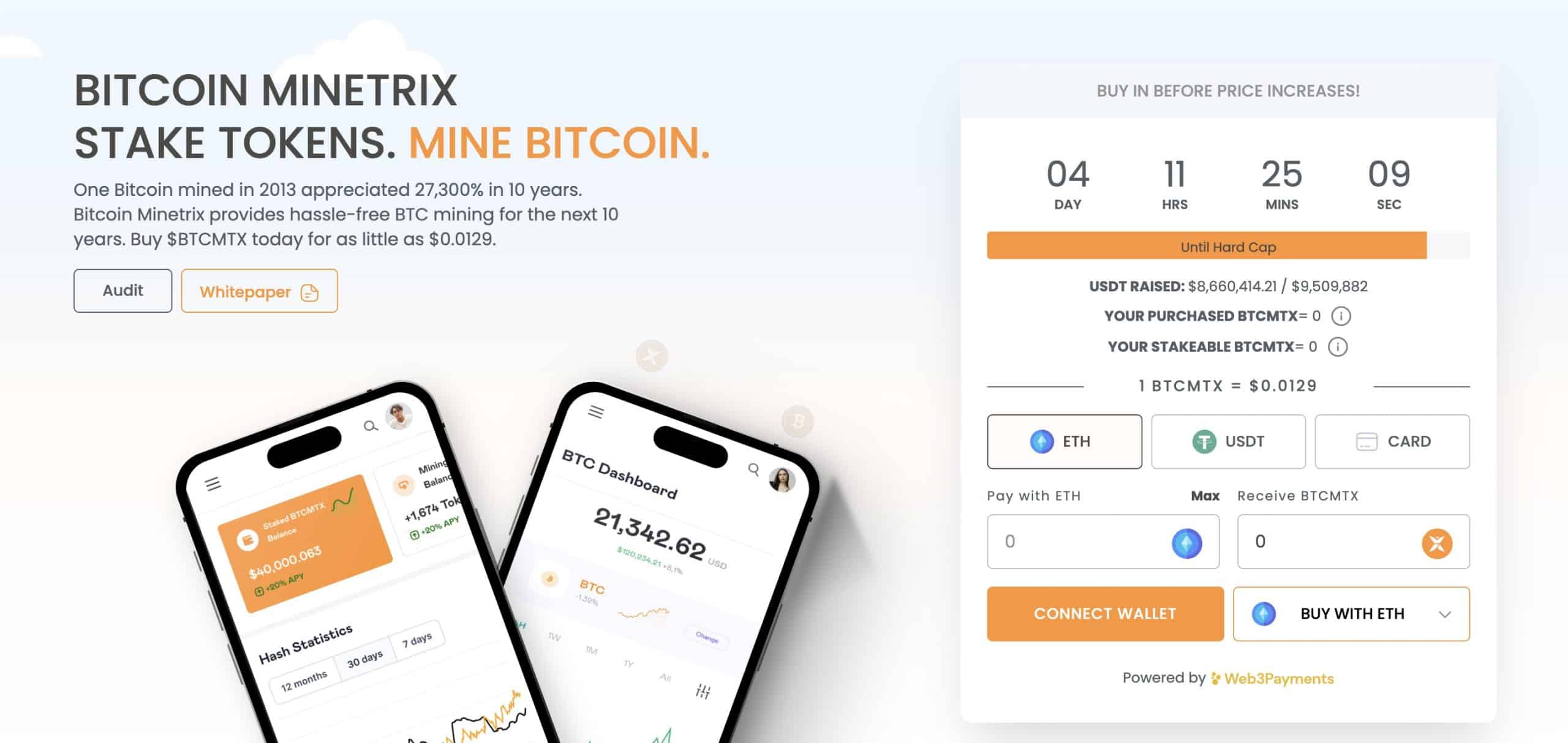 Bitcoin Minetrix Presale Page