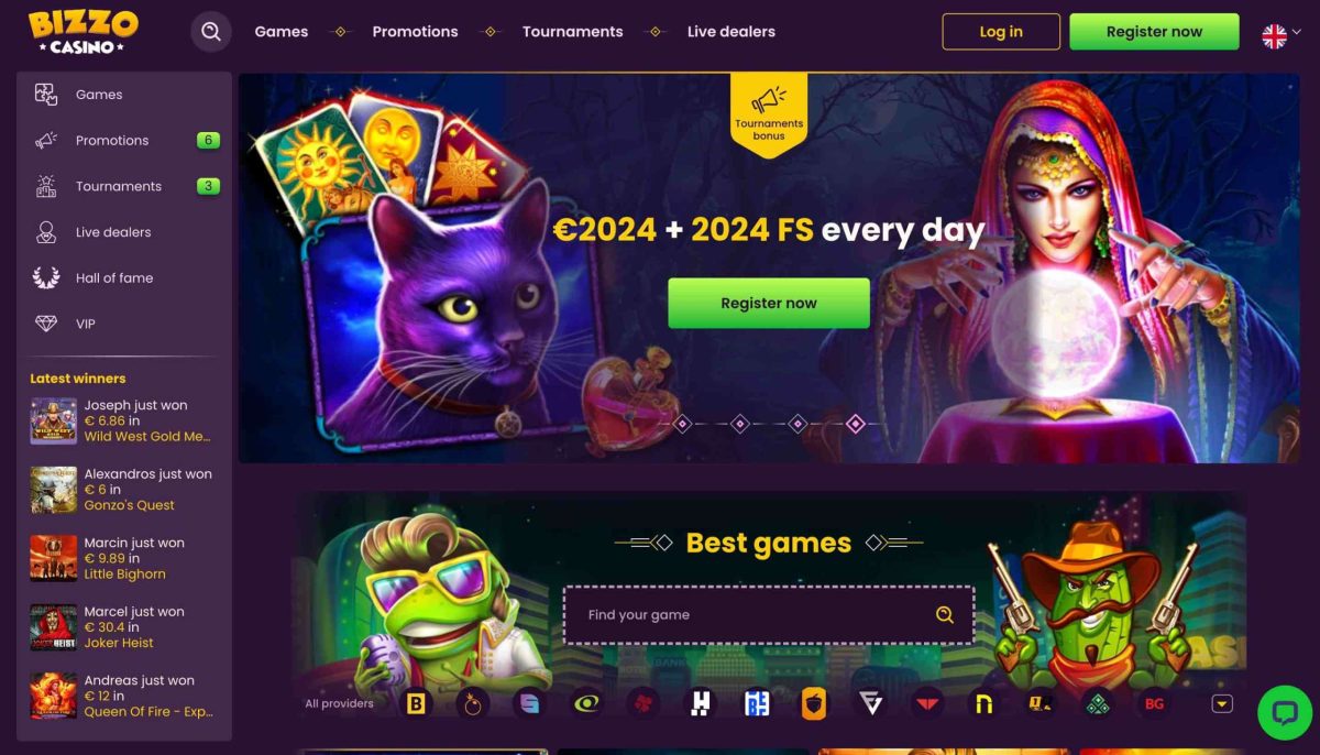 Bizzo Casino Homepage