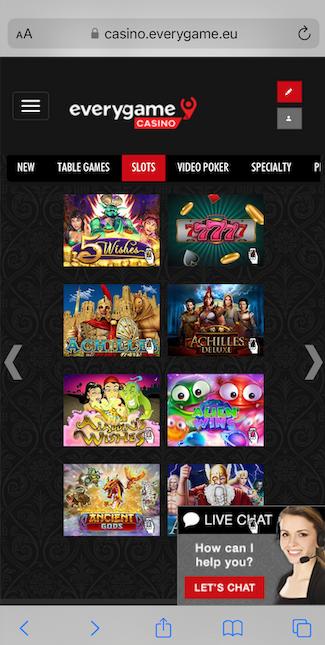 Everygame mobile casino games