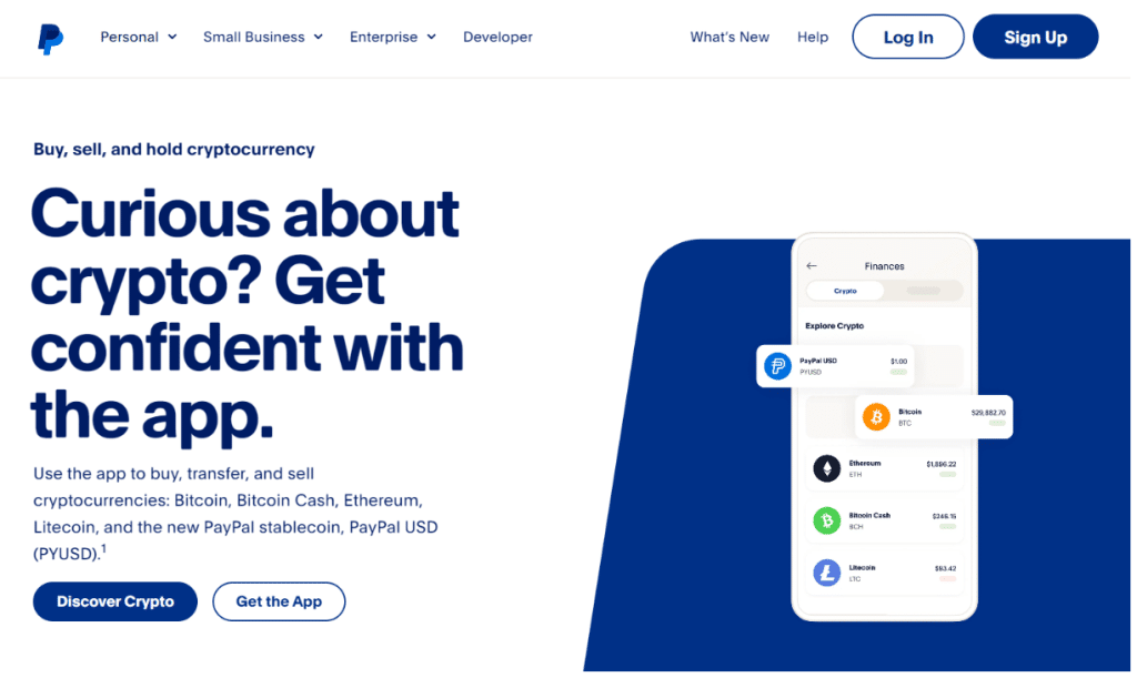 paypal crypto homepage