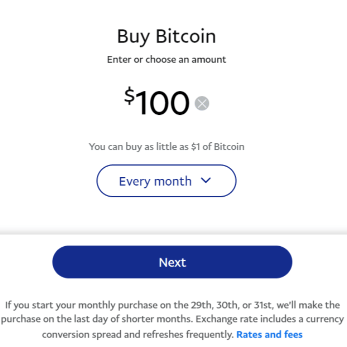 paypal choose bitcoin purchase amount