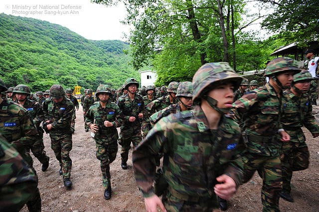 South Korean conscripts during a military training exercise.