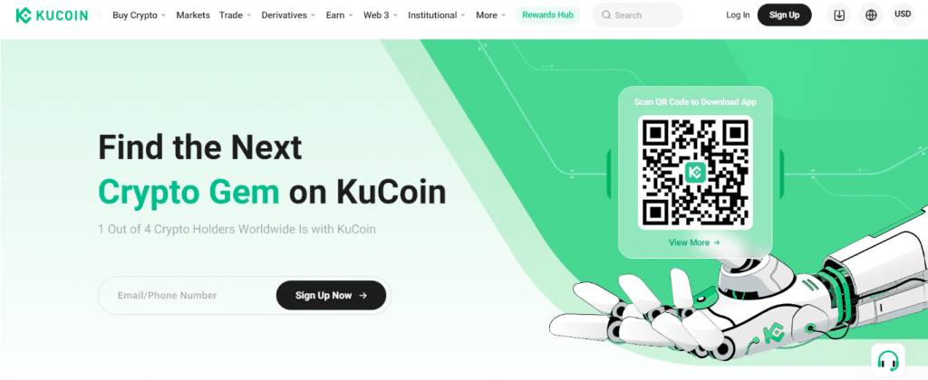 kucoin crypto exchange homepage