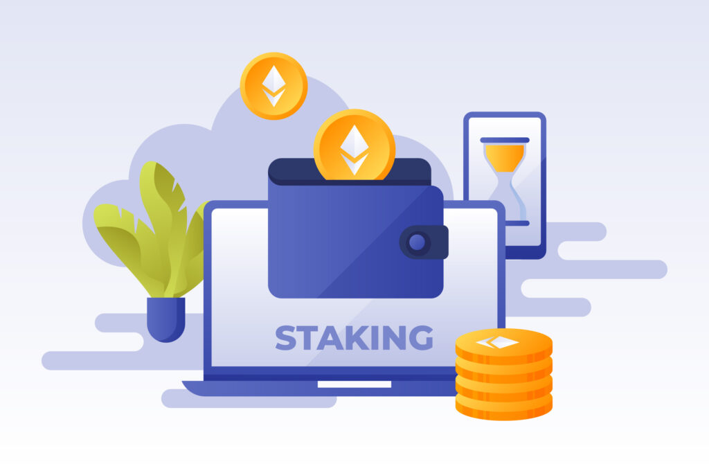 Illustrating the process of staking