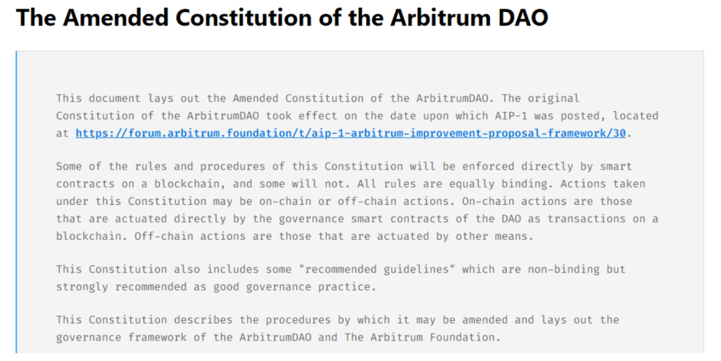 arbitrum dao constitution