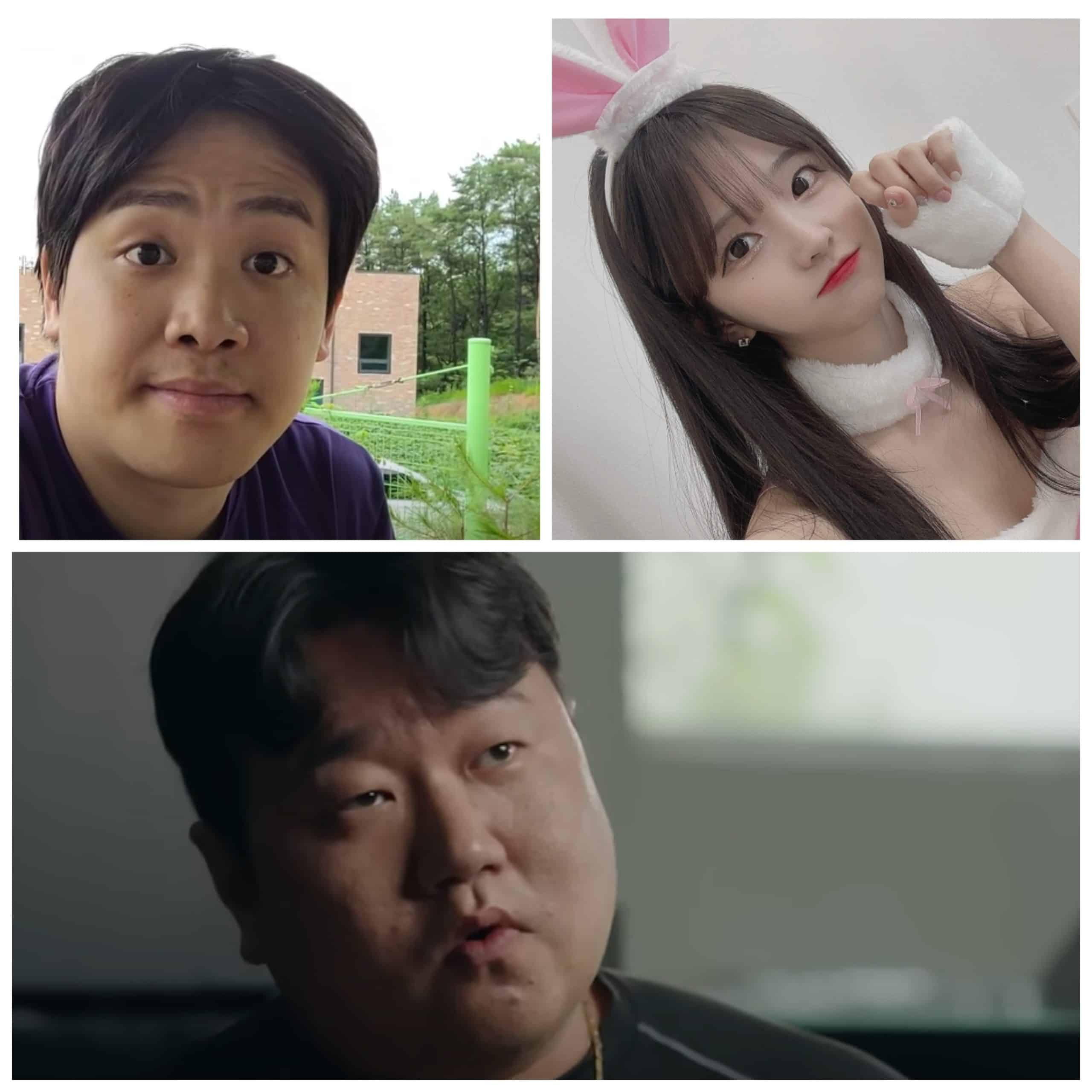 A montage of South Korean celebrities accused of having ties with Winnerz – the YouTuber Oking, model and social media star Park Min-jung, and the comedian Na Sun-uk.