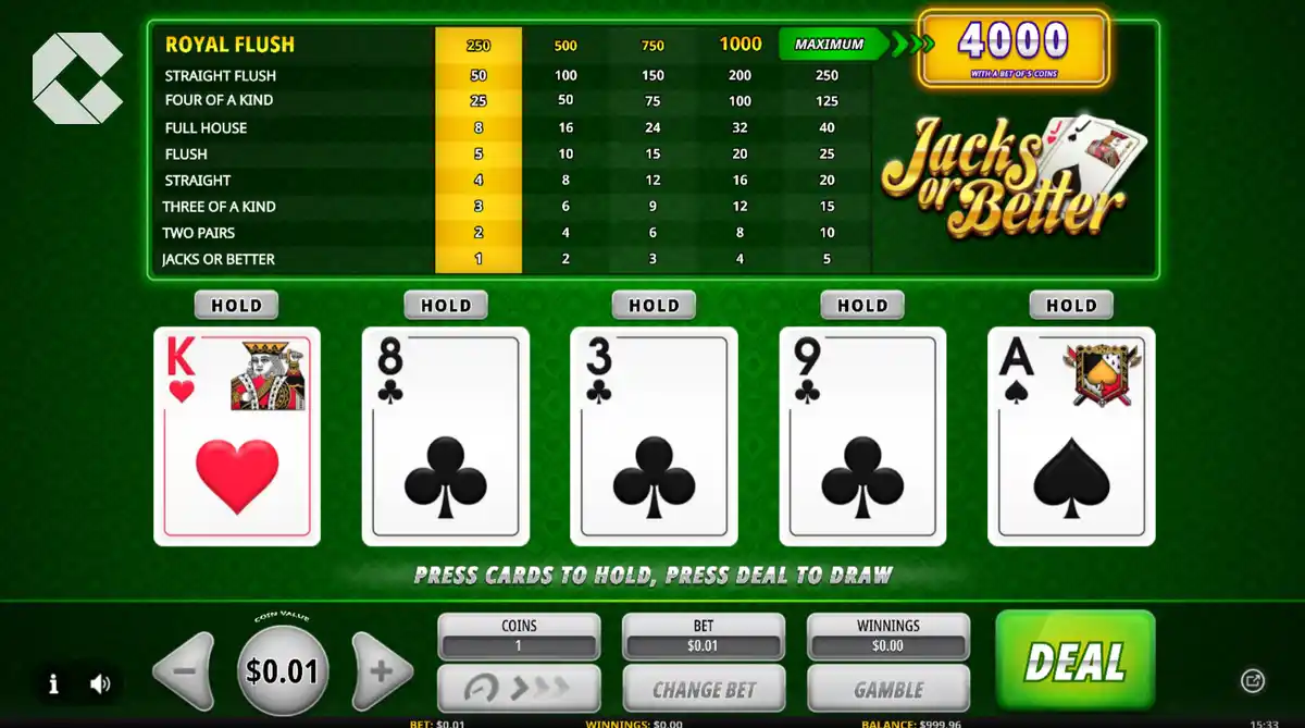 video poker strategy jacks or better