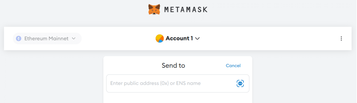 metamask select send address