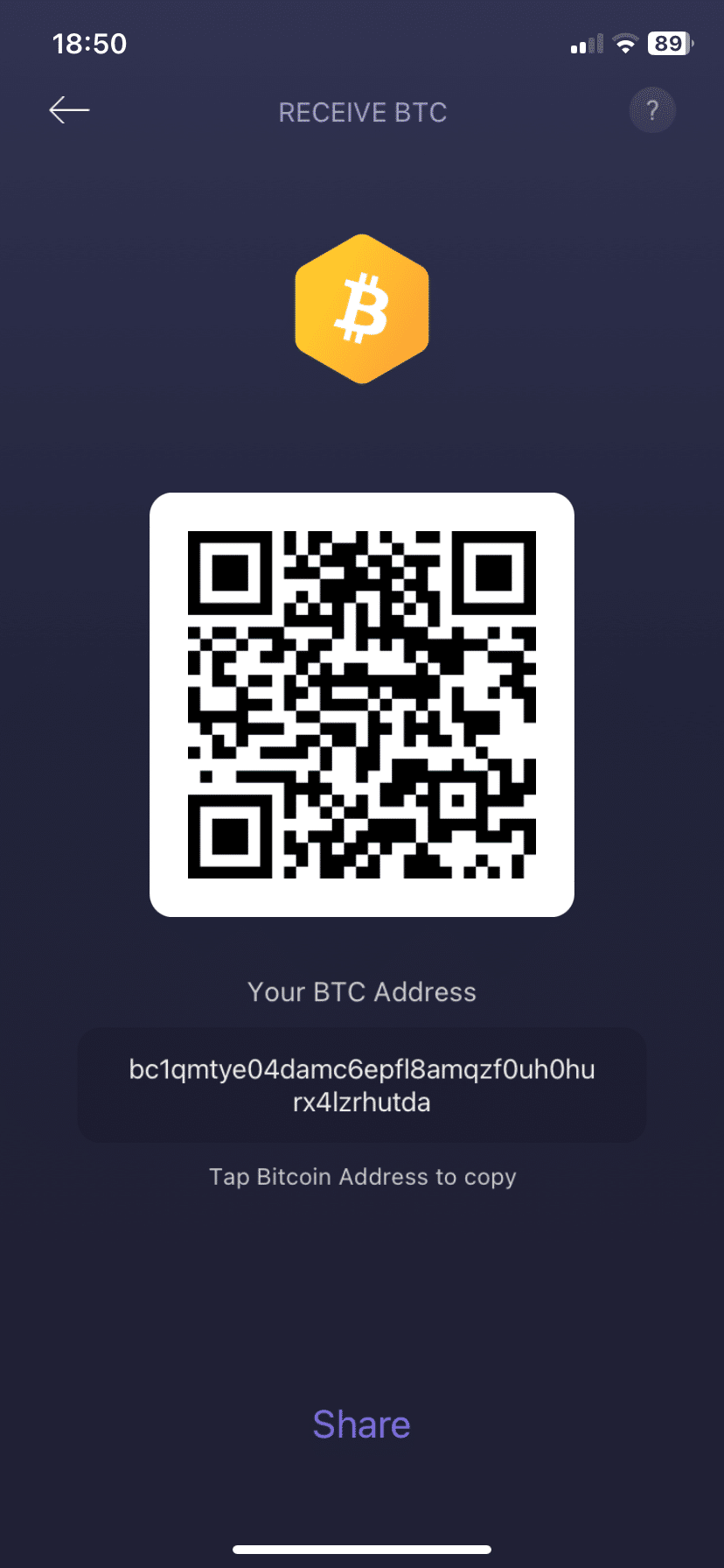 The public address of a bitcoin wallet on exodus