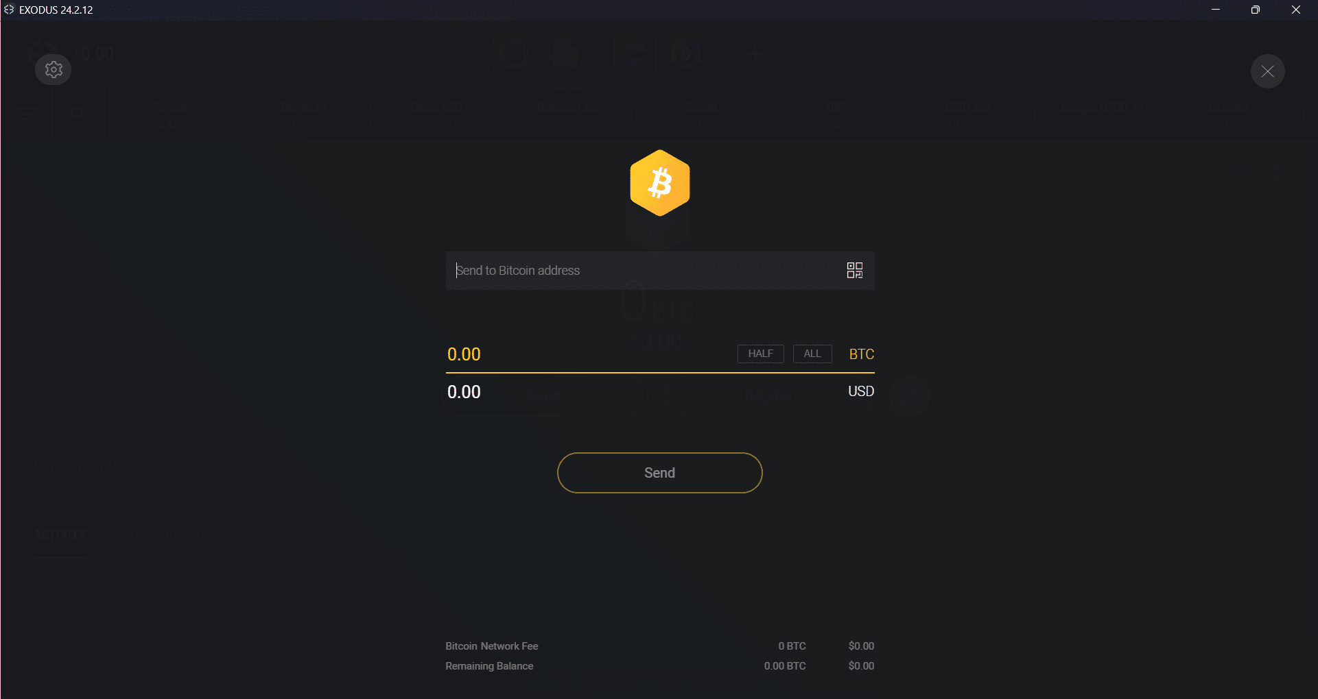 Selling BTC on exodus