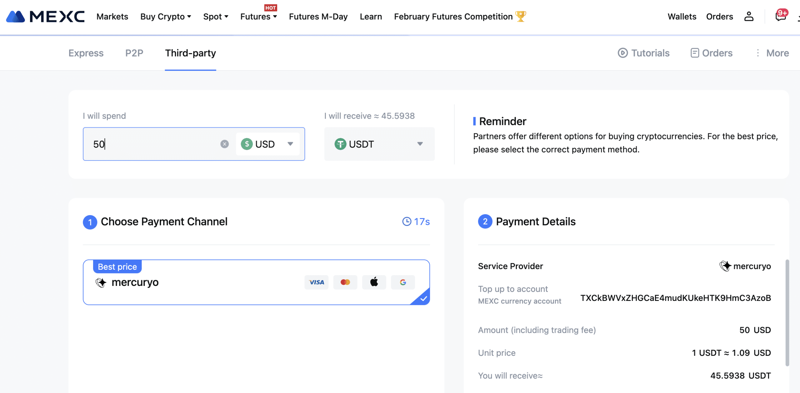 how to use a debit card to buy dogwifhat on MEXC 