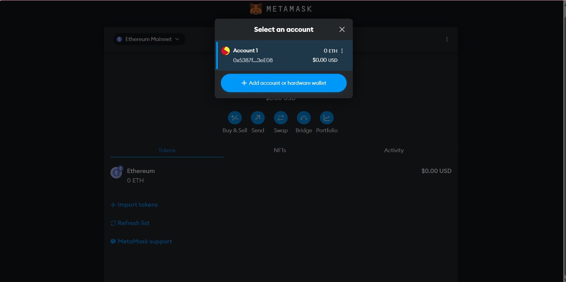 option to add hardware to metamask wallet