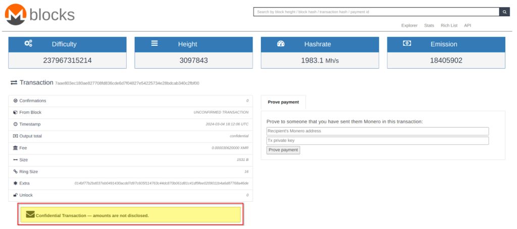 monero block explorer