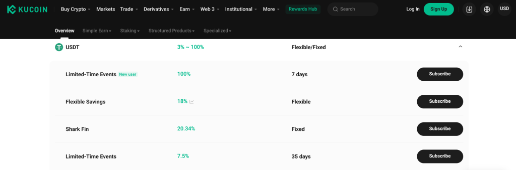 kucoin savings account yields