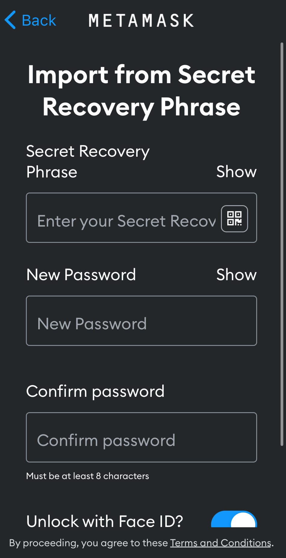 metamask app recovery