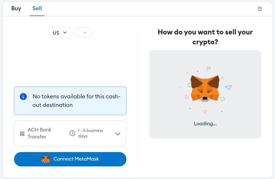 metamask sell crypto