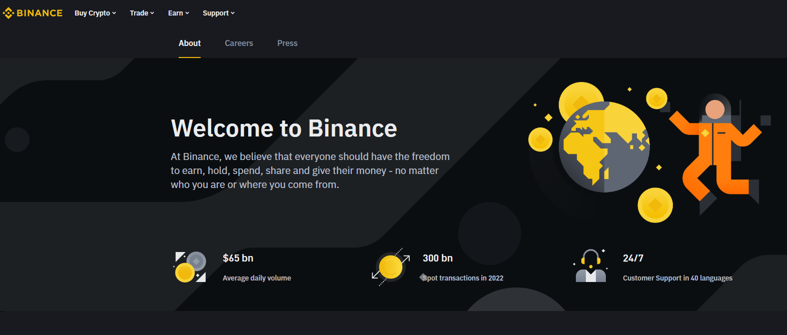 Binance homepage