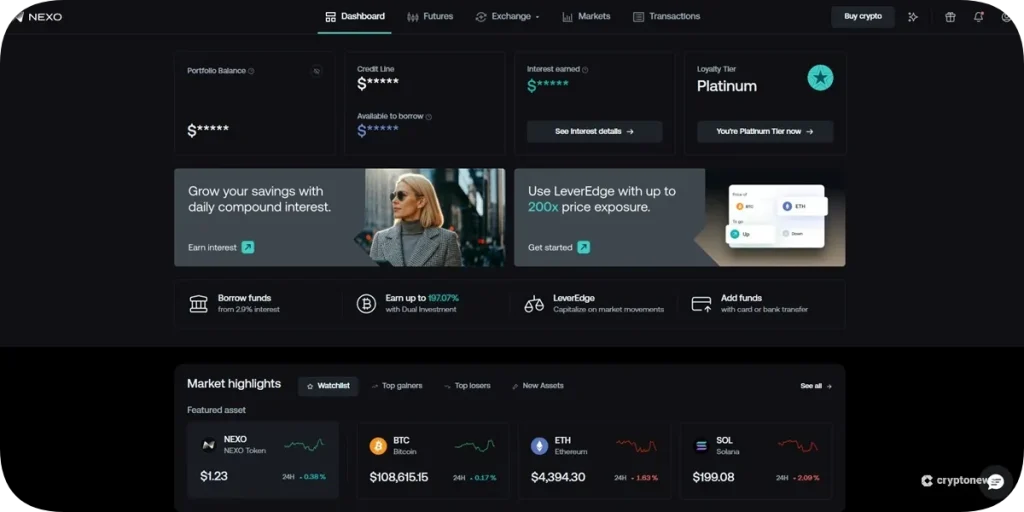 nexo dashboard