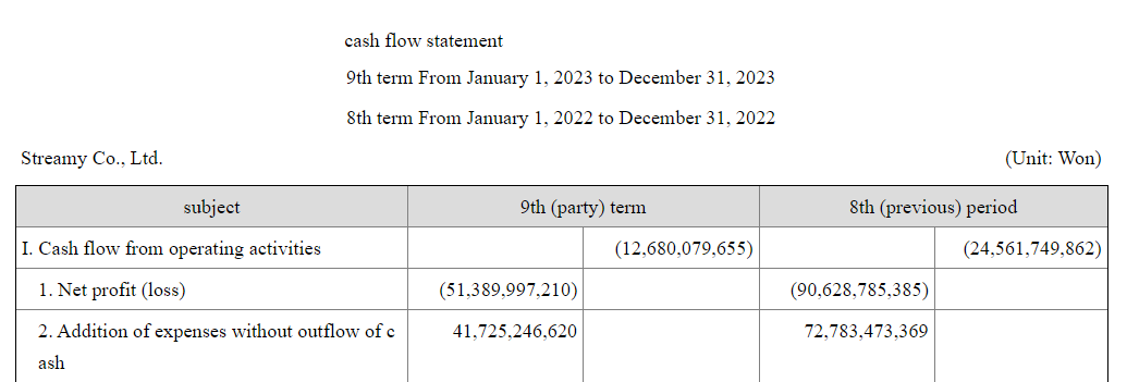 Gopax cash flow statement 