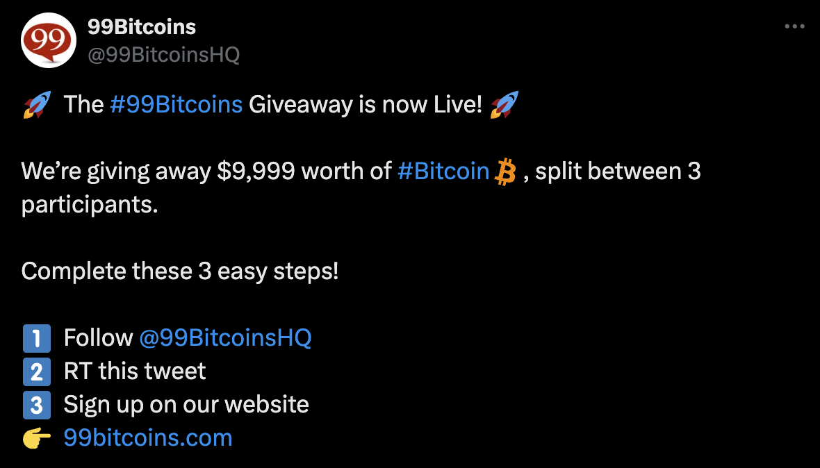 Twitter 99Bitcoins