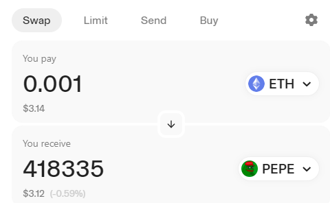 Enter trade on Uniswap