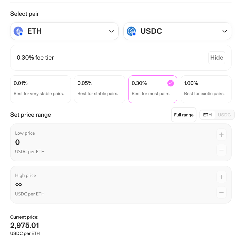 uniswap add liquidity eth usdc