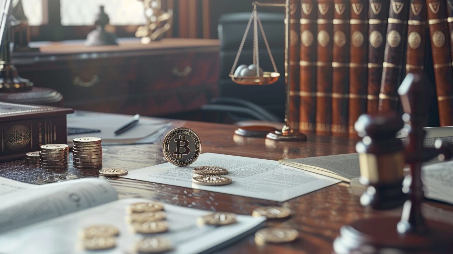 A desk with cryptocurrencies throughout symbolizing the SEC hack.