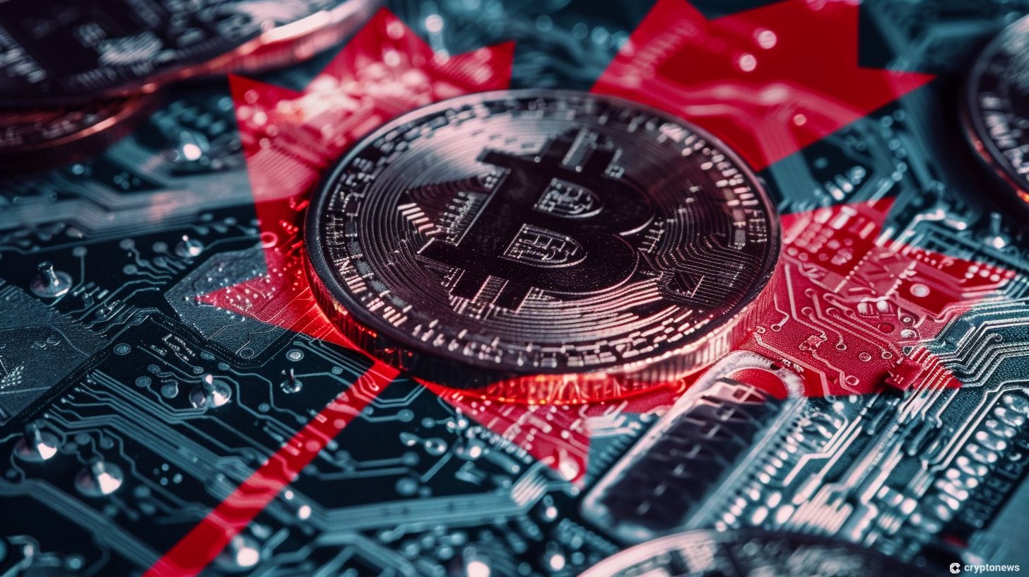 A cryptocurrency inside a blockchain maple leaf symbolizing Canadian regulator FINTRAC's fine against Binance for money laundering laws.