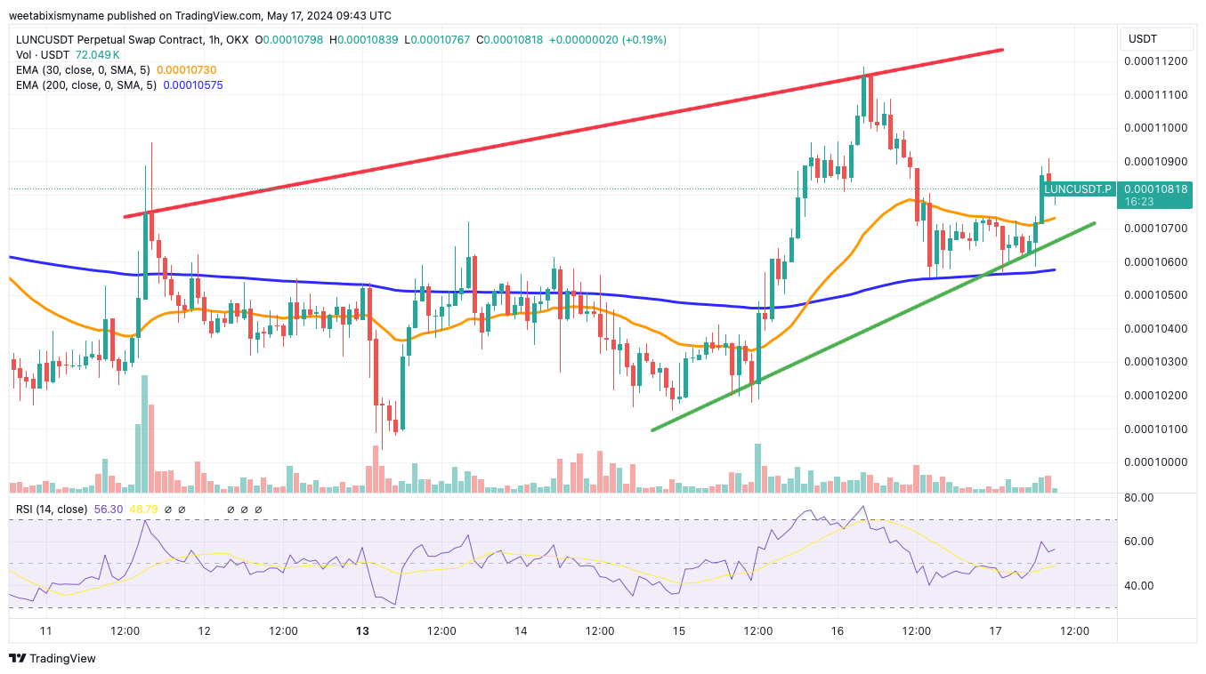 مخطط بياني لسعر زوج LUNC/USD -المصدر: TradingView