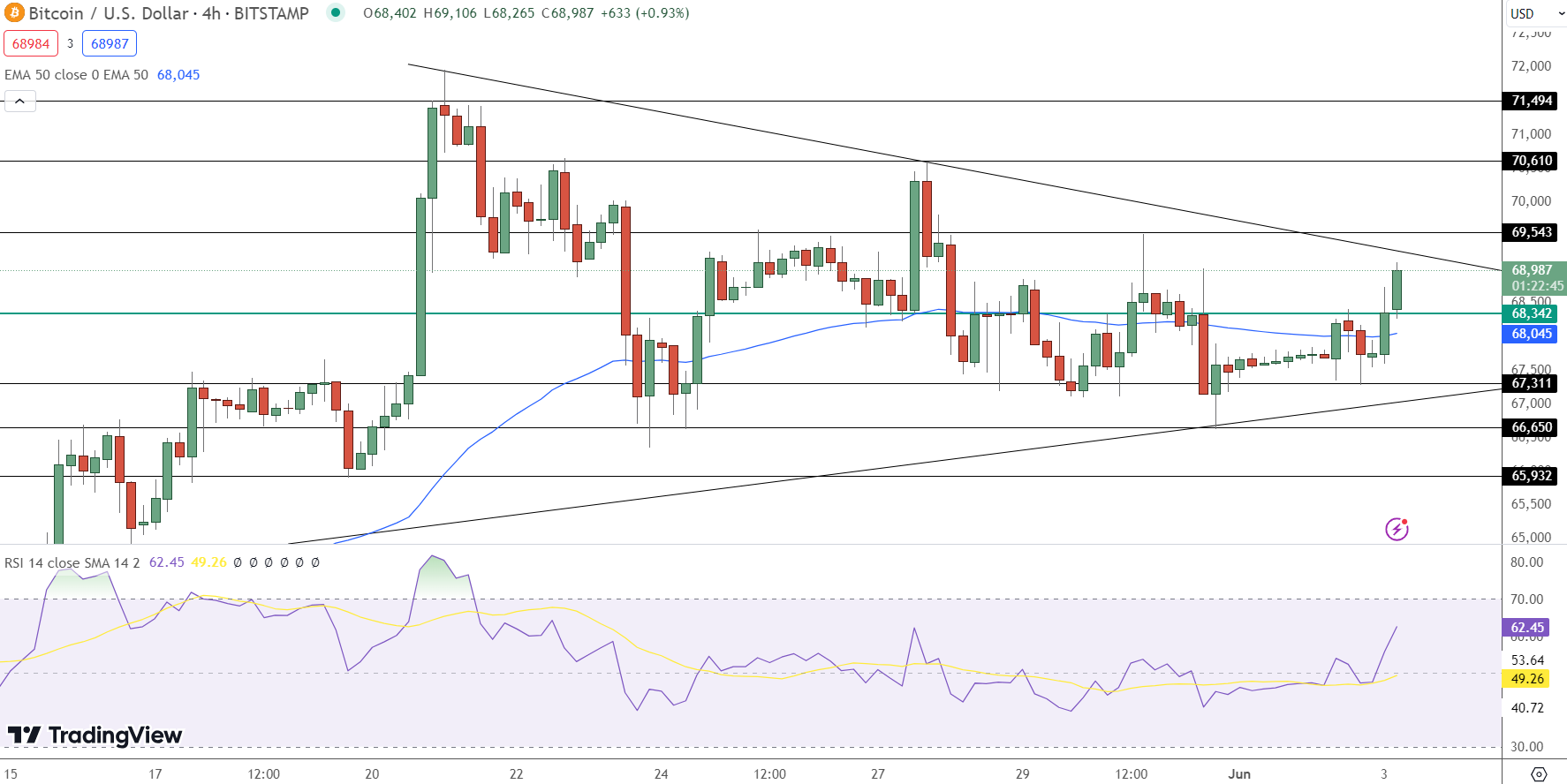Bitcoin Price Prediction - Source: Tradingview