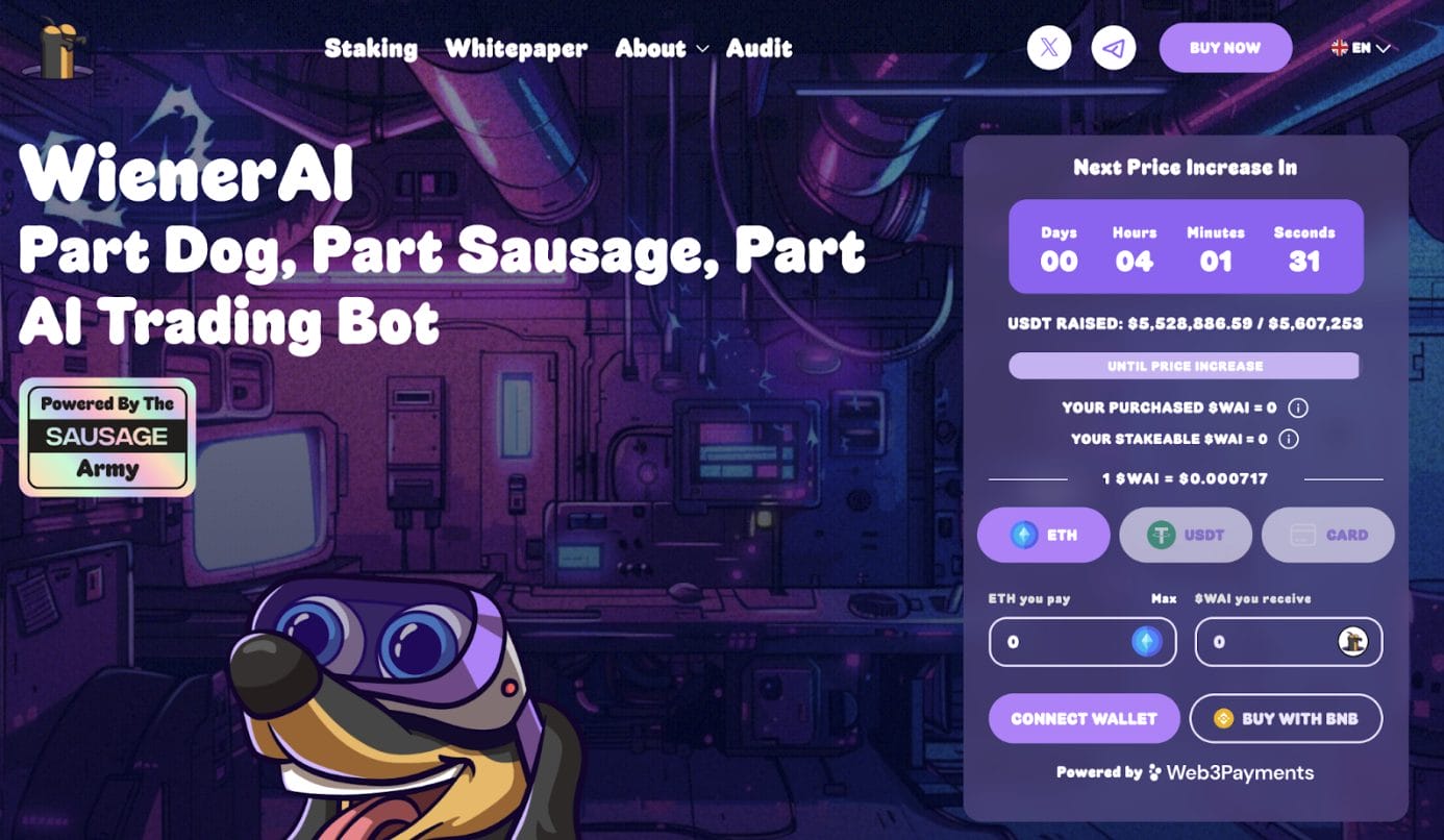 الصفحة الرئيسية لموقع WienerAI