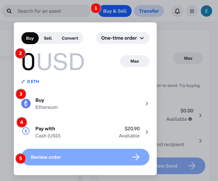 coinbase buy XLM select order amount