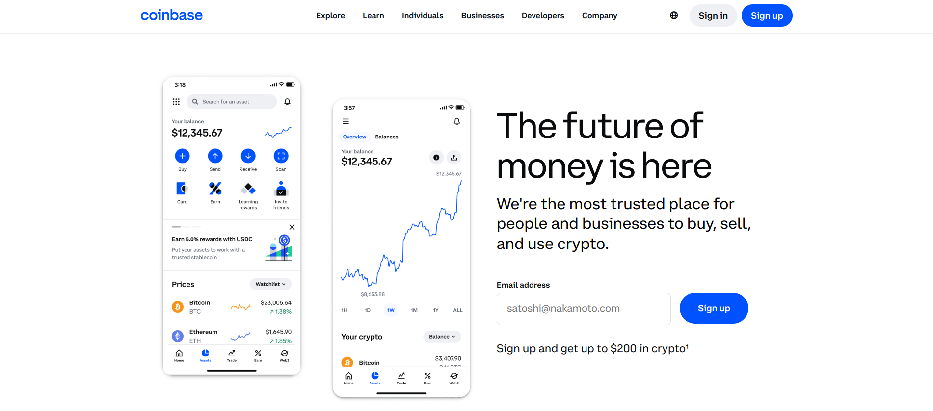 coinbase homepage