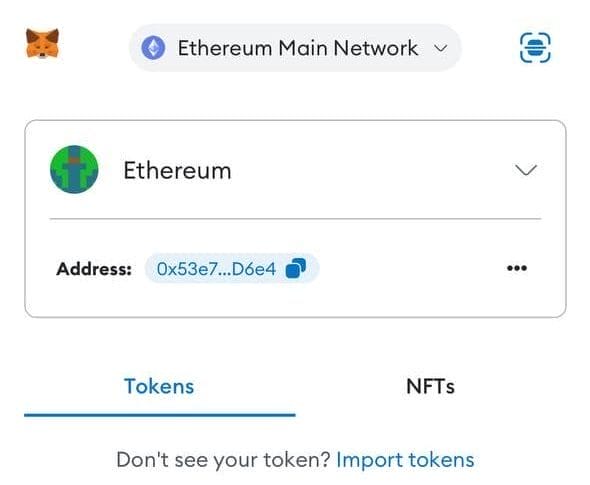 Metamask Tokens Tab