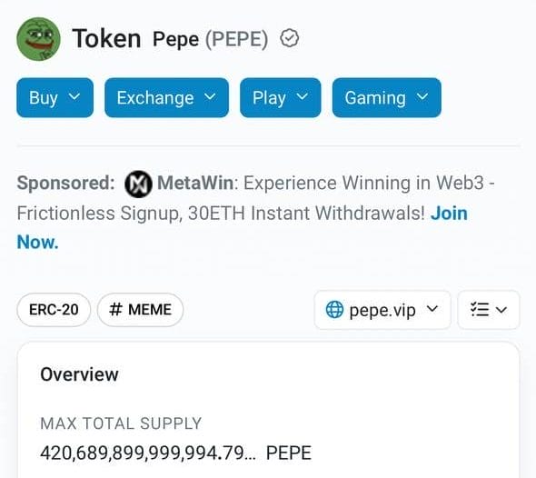 Pepe Token Etherscan