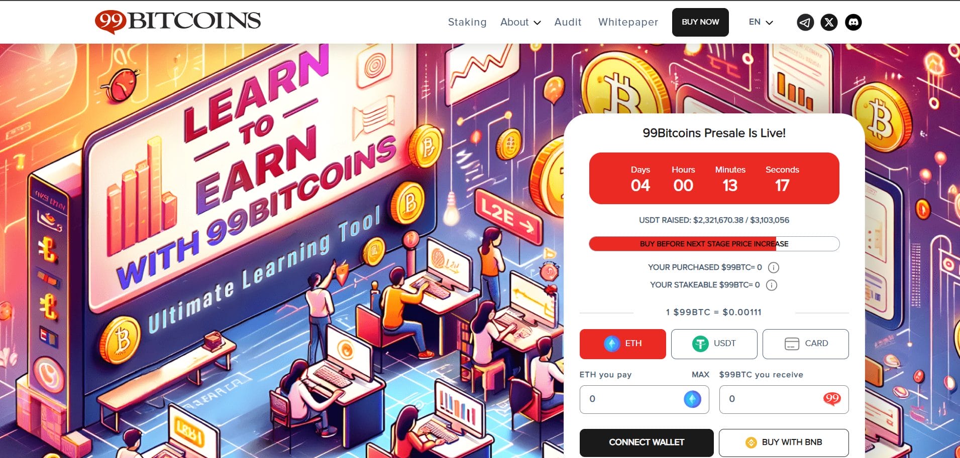 الصفحة الرئيسية لـ 99Bitcoins