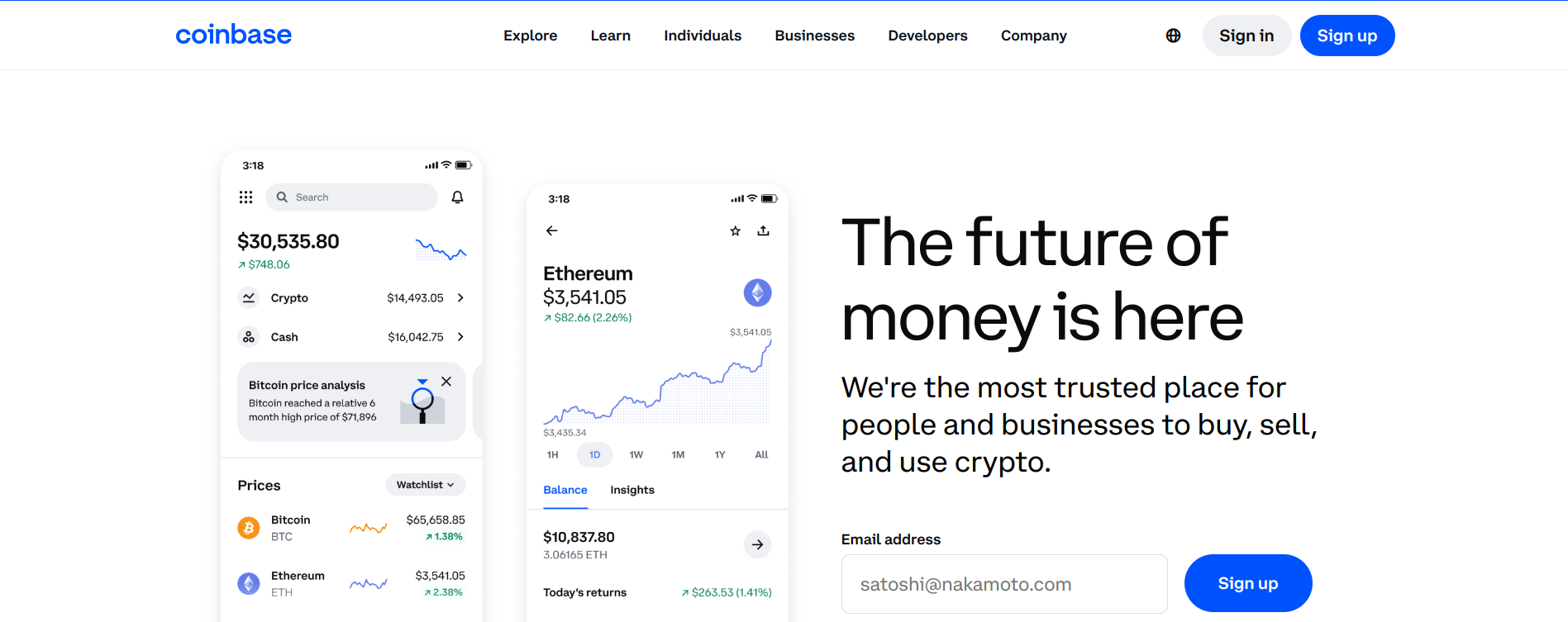 coinbase homepage