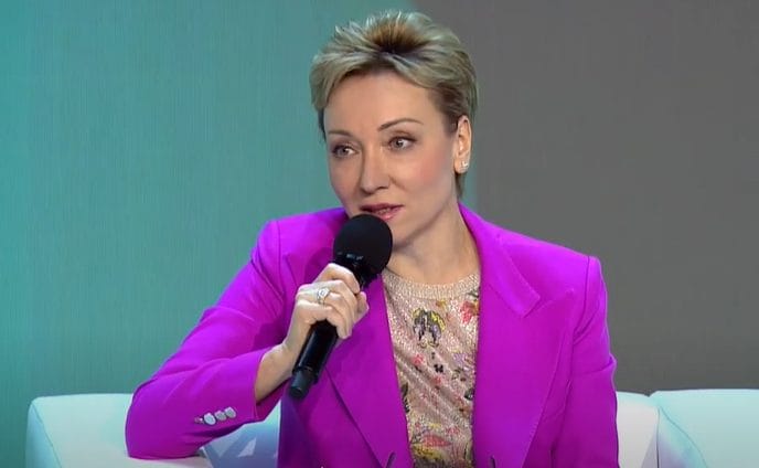 Olga Skorobogatova, the First Deputy Governor of the Russian Central Bank, speaking in 2021.