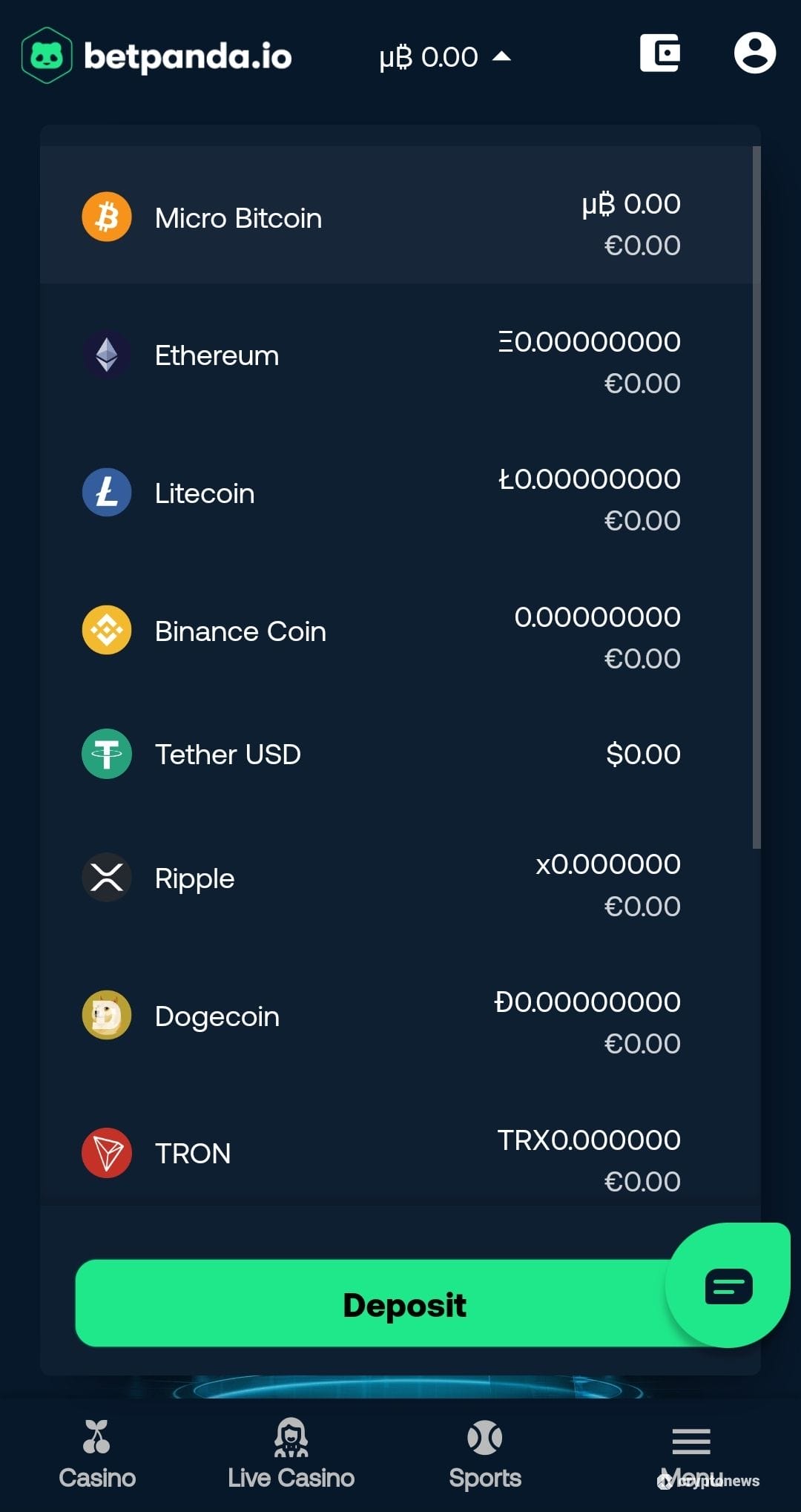 deposit betpanda