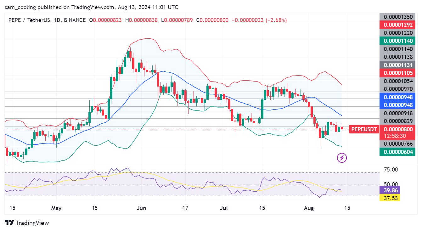 مخطط بياني لسعر زوج PEPE/USDT