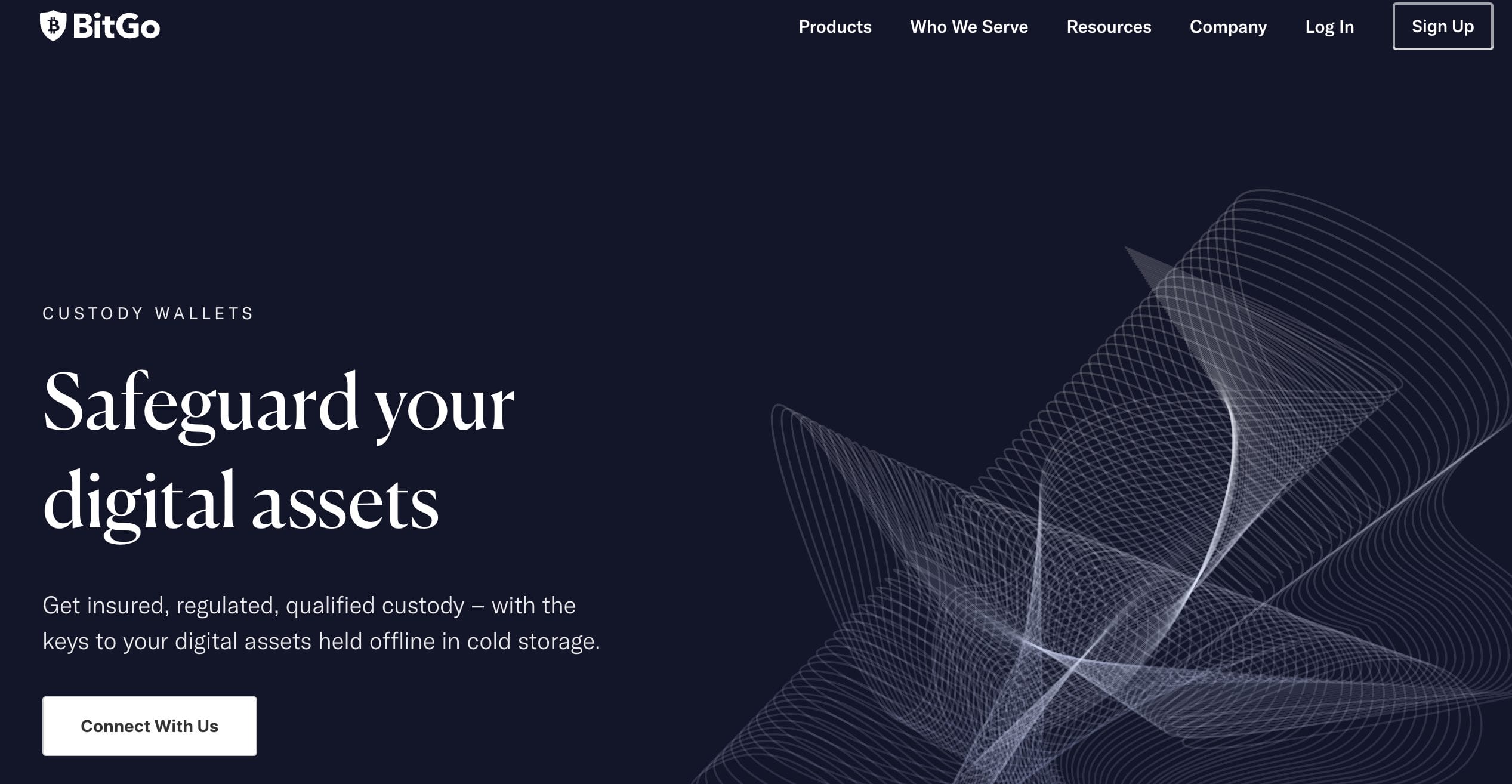 Screenshot of bitgo custodial website.