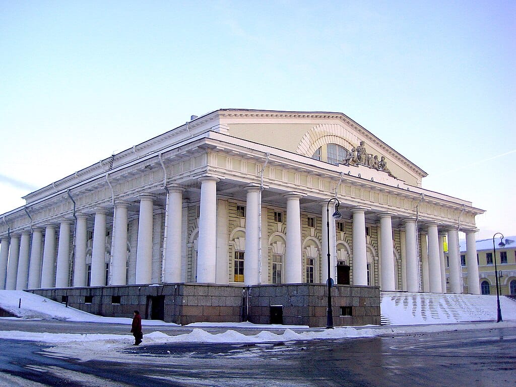 The historic headquartrs of the Saint Petersburg Stock Exchange.