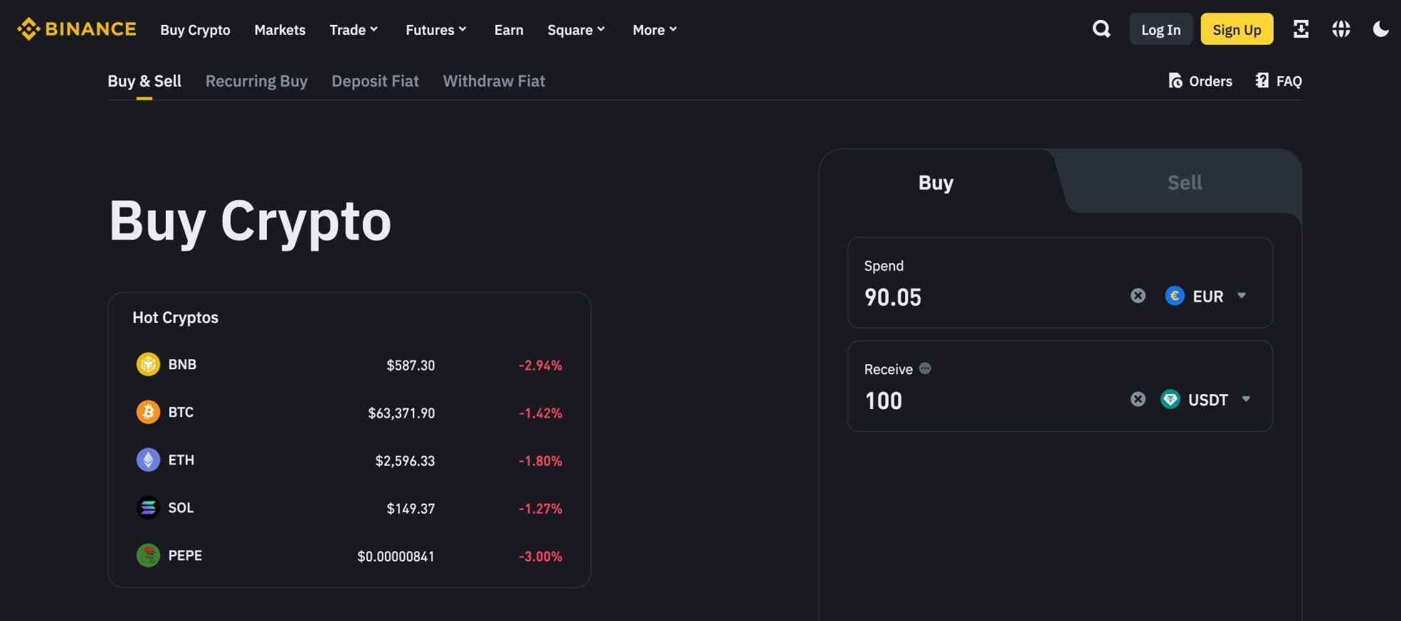 Binance user experience