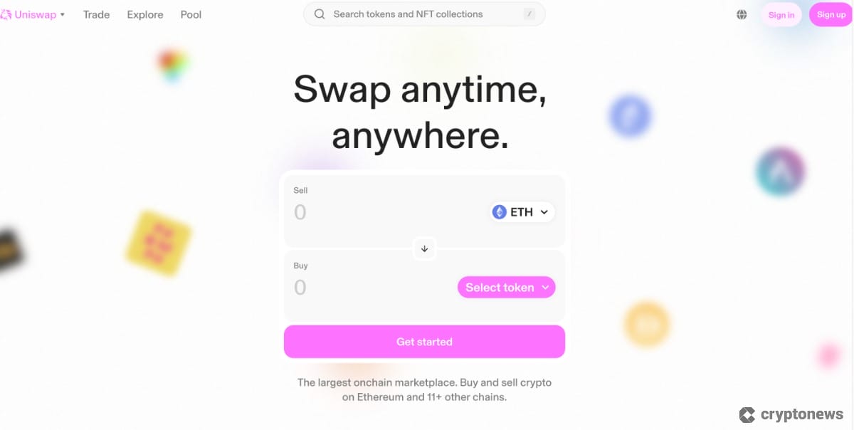 screenshot of uniswap