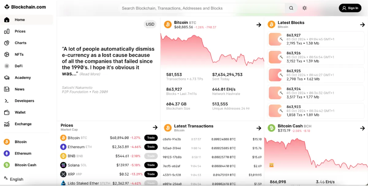 Blockchain.com screenshot