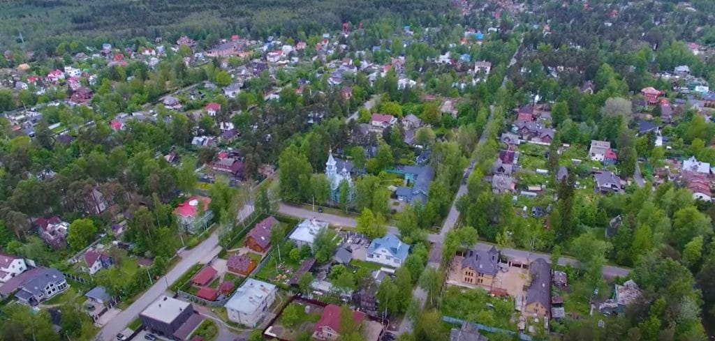 An aerial view of Lisiy Nos, Primorsky District, Saint Petersburg, Russia.