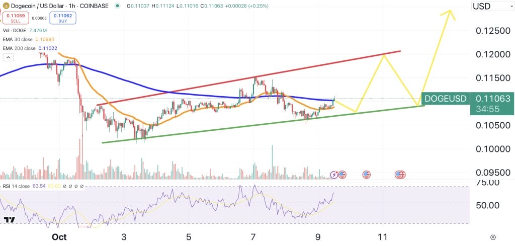 Dogecoin price chart.