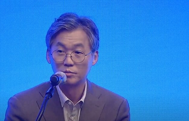 K Bank CEO Choi Woo-hyung speaking at a press conference on October 15.